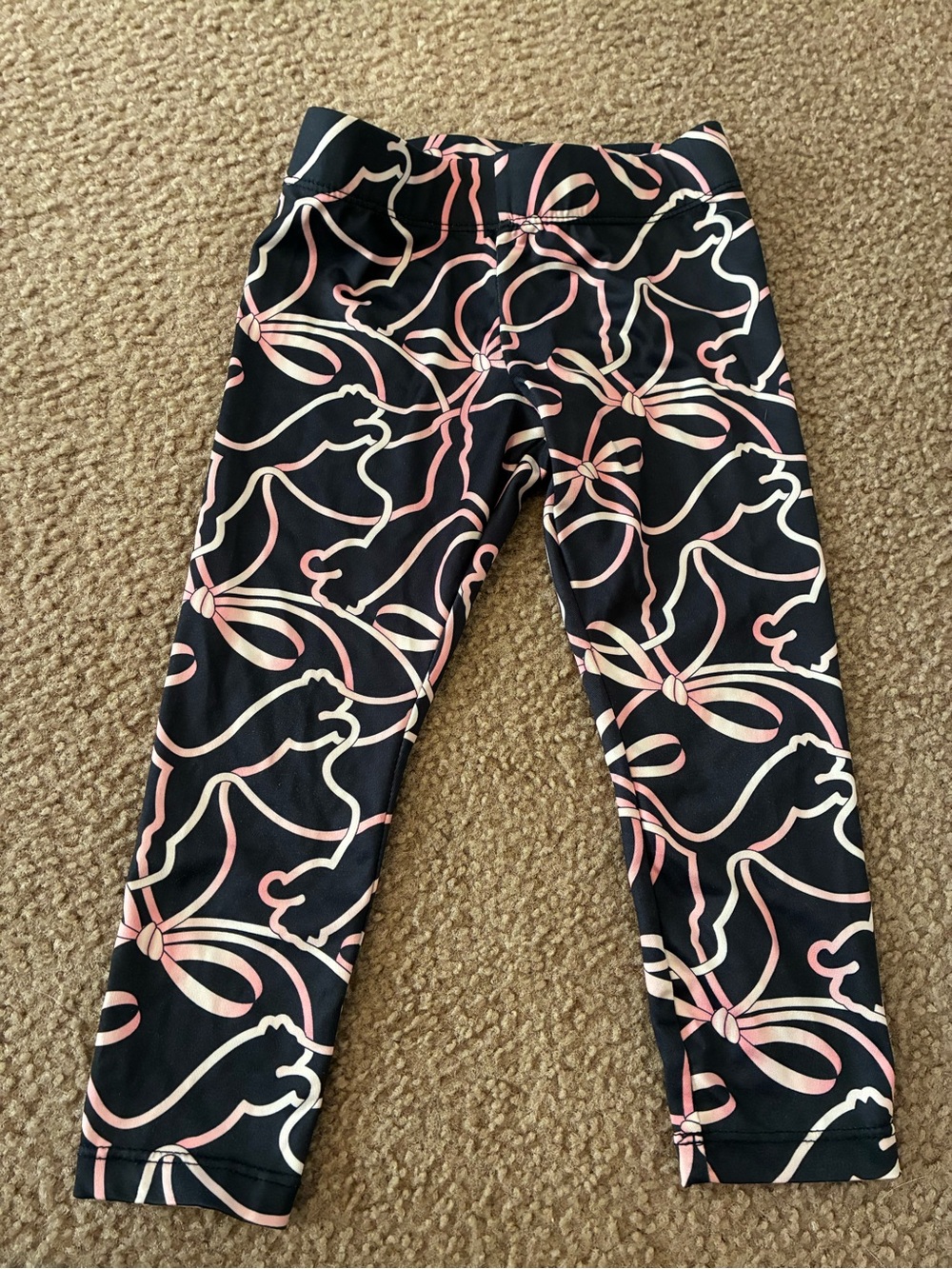 Puma Black Leggings with Pink and Cream Ribbon Design